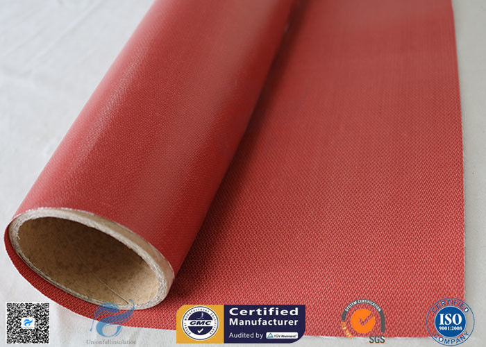 Fire Blanket 480g 0.43mm High Strength Silicone Coated Fiberglass Fabric Red Color