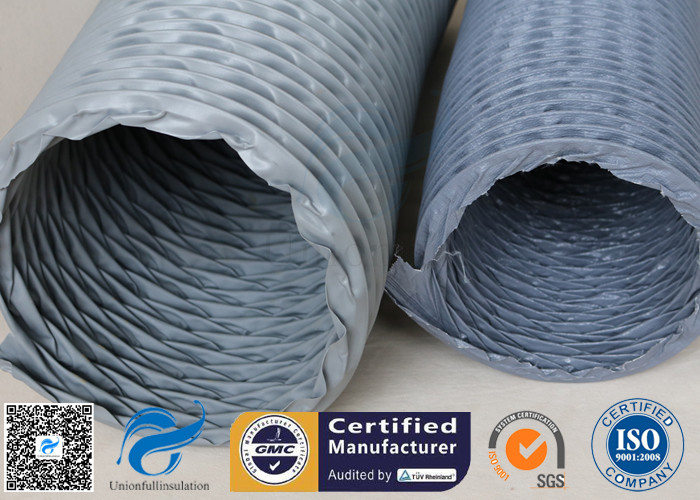 PVC Coated Fiberglass Fabric Grey Flexible Air Ducts 200MM 260℃ Waterproof
